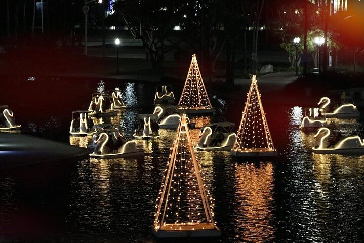 Illuminated Swan Boat Night Ride On Rainbow Lagoon - thumb 4